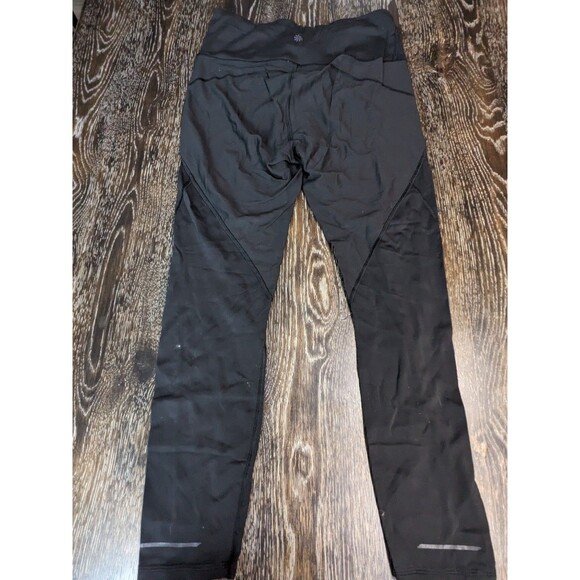 Athleta Black Drawstring Leggings Medium Yoga Running - Picture 1 of 7